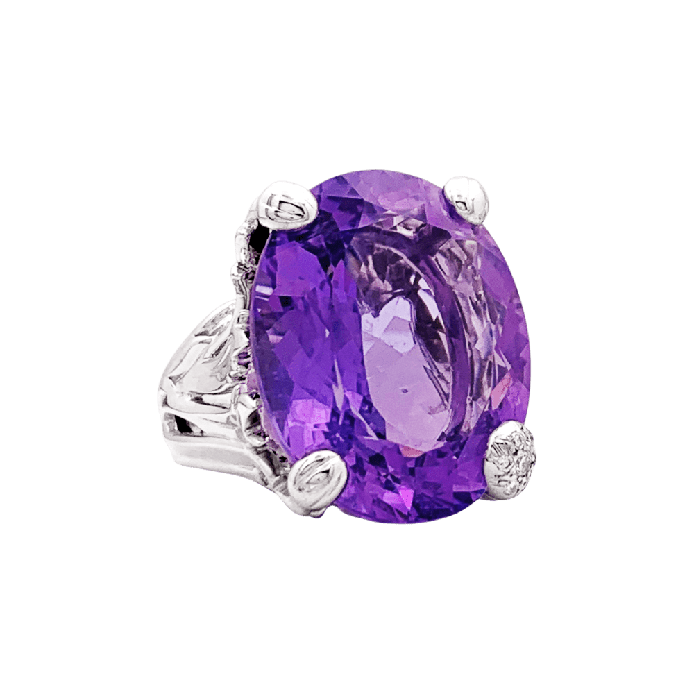 Bague Cocktail DIOR "Miss Dior" en or blanc, améthyste et diamants - Castafiore