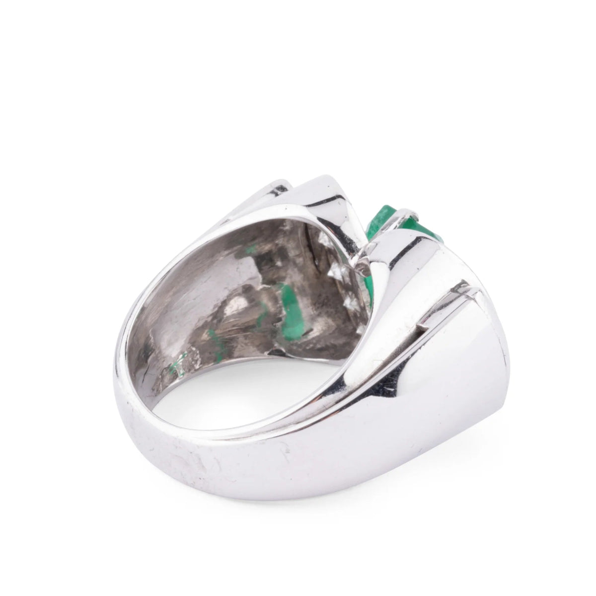 Bague Cocktail en or blanc, émeraude et diamants - Castafiore