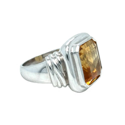 Bague Cocktail en or blanc et citrine - Castafiore