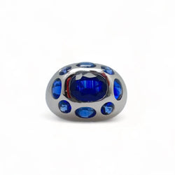 Bague cocktail en or blanc et saphirs - Castafiore
