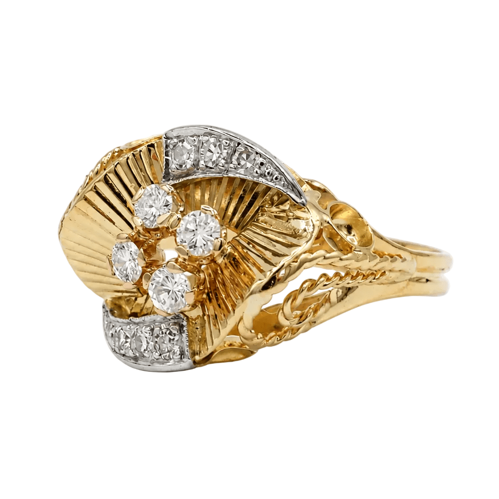Bague Cocktail en or blanc, or jaune et diamants - Castafiore