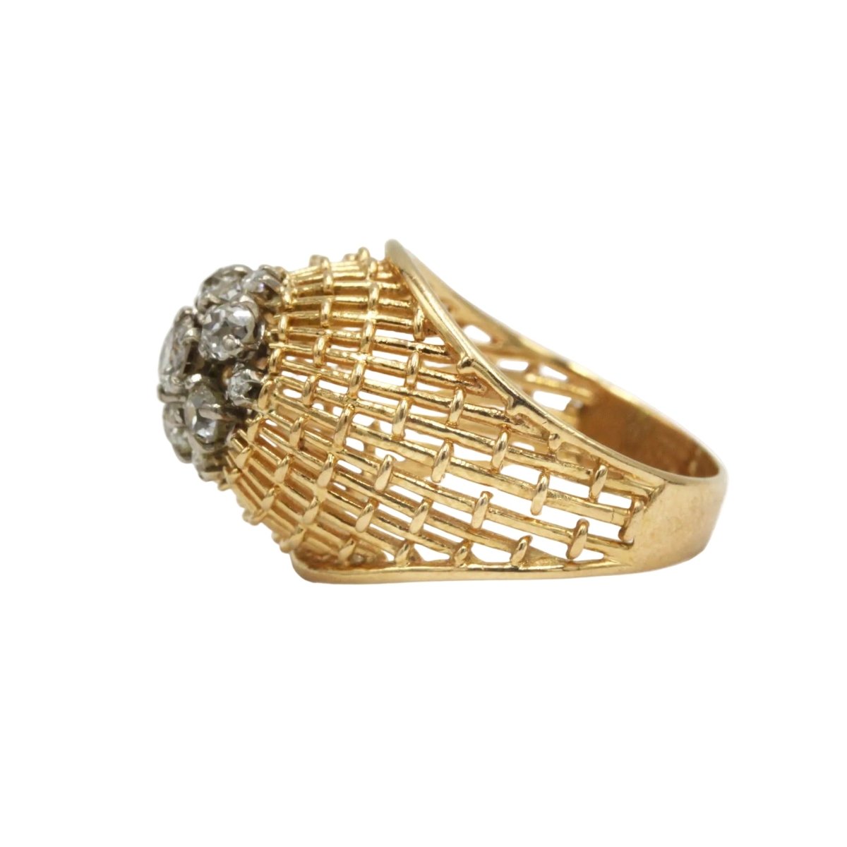 Bague Cocktail en or blanc, or jaune et diamants - Castafiore