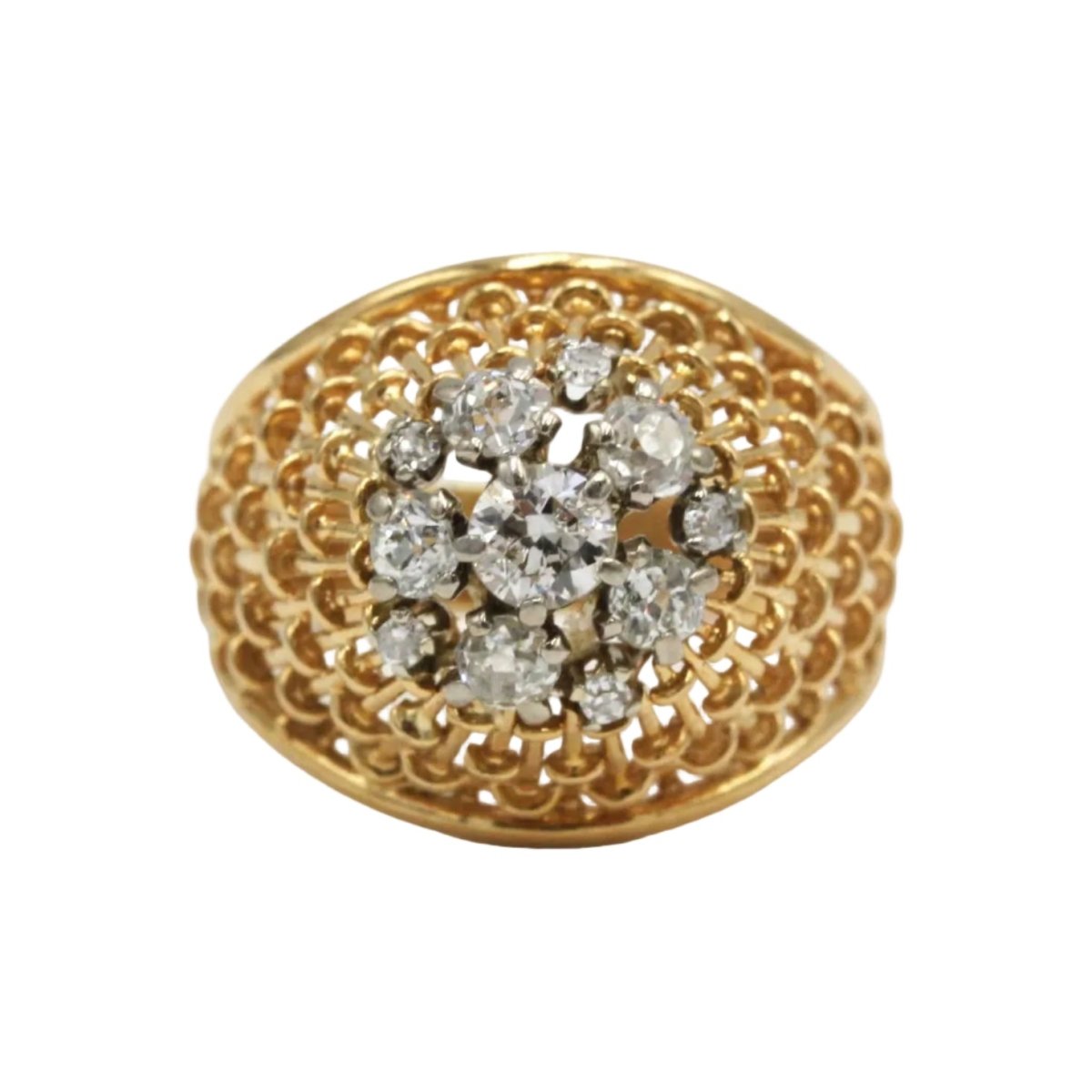 Bague Cocktail en or blanc, or jaune et diamants - Castafiore