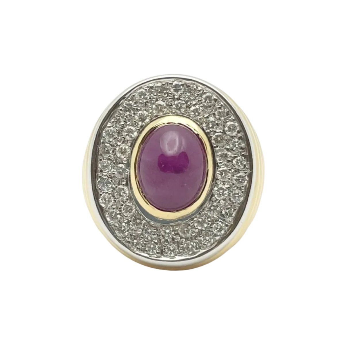 Bague Cocktail en or blanc, or jaune, rubis et diamants - Castafiore