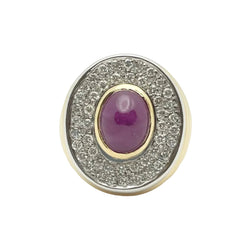 Bague Cocktail en or blanc, or jaune, rubis et diamants - Castafiore