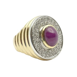 Bague Cocktail en or blanc, or jaune, rubis et diamants - Castafiore