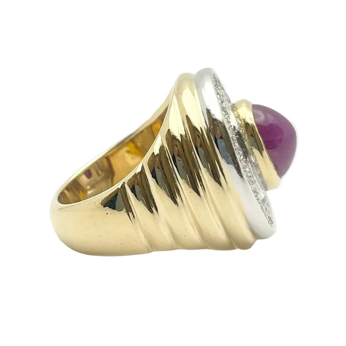 Bague Cocktail en or blanc, or jaune, rubis et diamants - Castafiore