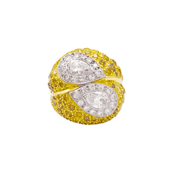 Bague Cocktail en or blanc, or jaune, saphirs et diamants - Castafiore
