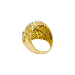 Bague Cocktail en or blanc, or jaune, saphirs et diamants - Castafiore