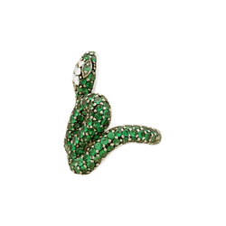 Bague Cocktail en or blanc, or noir, grenats et diamants - Castafiore