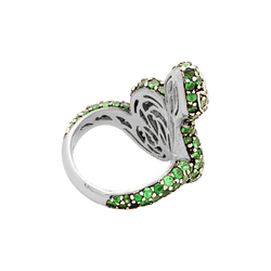 Bague Cocktail en or blanc, or noir, grenats et diamants - Castafiore