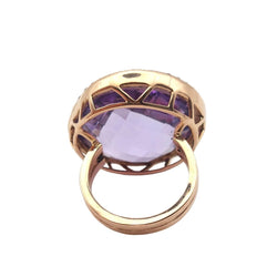 Bague Cocktail en or blanc, or rose, améthyste et diamants - Castafiore
