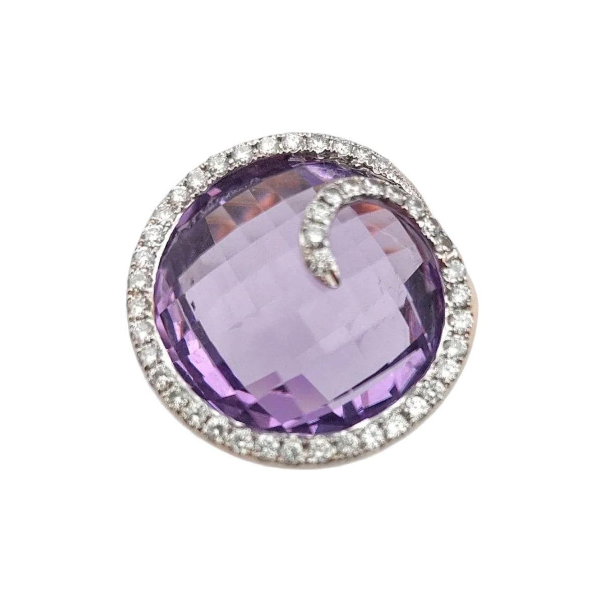 Bague Cocktail en or blanc, or rose, améthyste et diamants - Castafiore