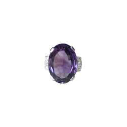 Bague Cocktail en or blanc, platine, améthyste, et diamants - Castafiore