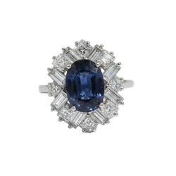 Bague Cocktail en or blanc, saphir et diamants - Castafiore