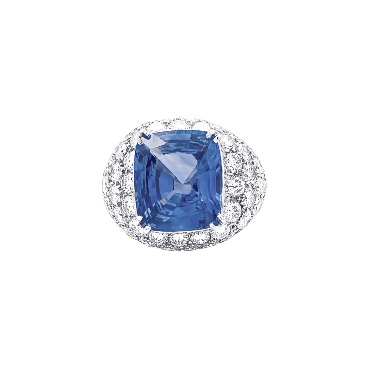Bague Cocktail en or blanc, saphir et diamants - Castafiore