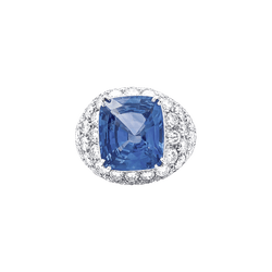 Bague Cocktail en or blanc, saphir et diamants - Castafiore