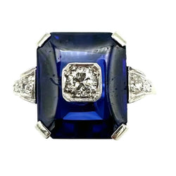 Bague Cocktail en or blanc, saphir et diamants - Castafiore