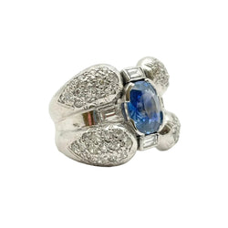 Bague Cocktail en or blanc, saphir et diamants - Castafiore