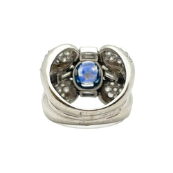 Bague Cocktail en or blanc, saphir et diamants - Castafiore