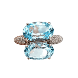 Bague Cocktail en or blanc, topazes et diamants - Castafiore