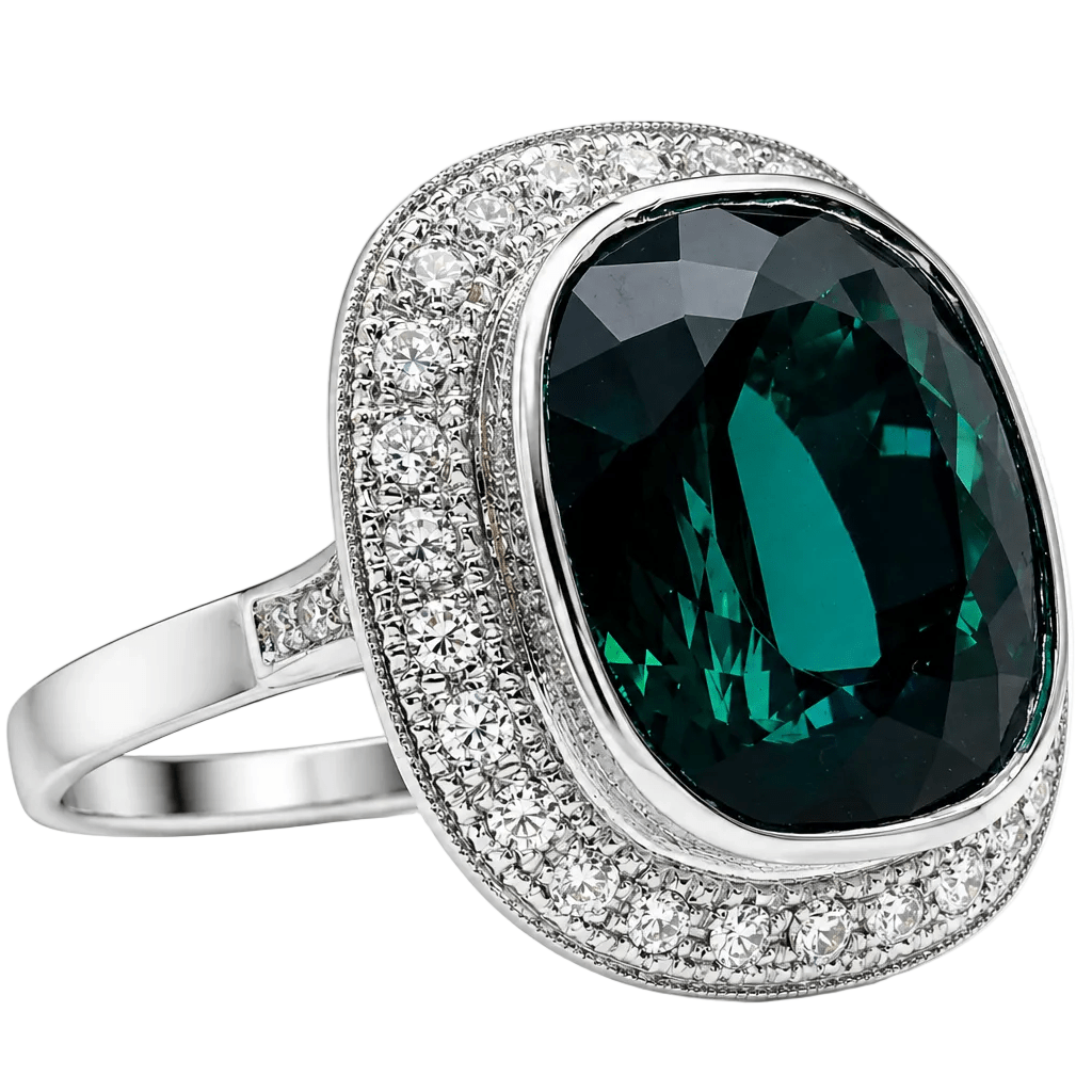 Bague Cocktail en or blanc, tourmaline et diamants - Castafiore