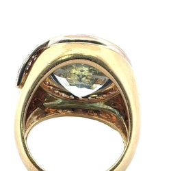 Bague Cocktail en or jaune, aigue - marine et diamants - Castafiore