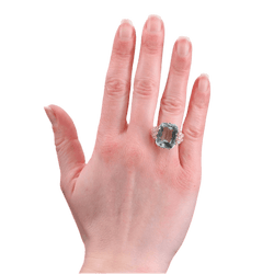 Bague Cocktail en or jaune, aigue - marine et diamants - Castafiore