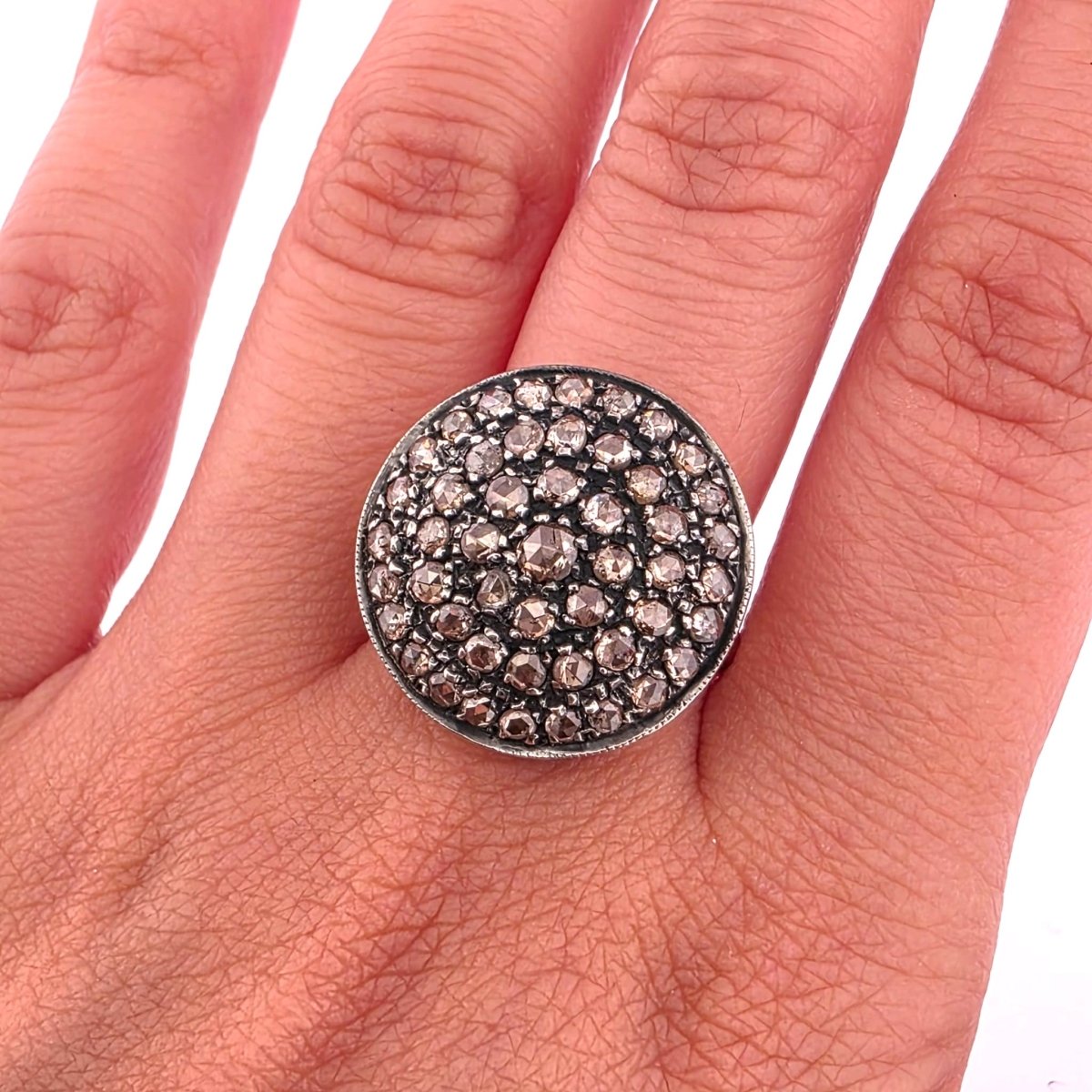 Bague Cocktail en or jaune, argent et diamants - Castafiore