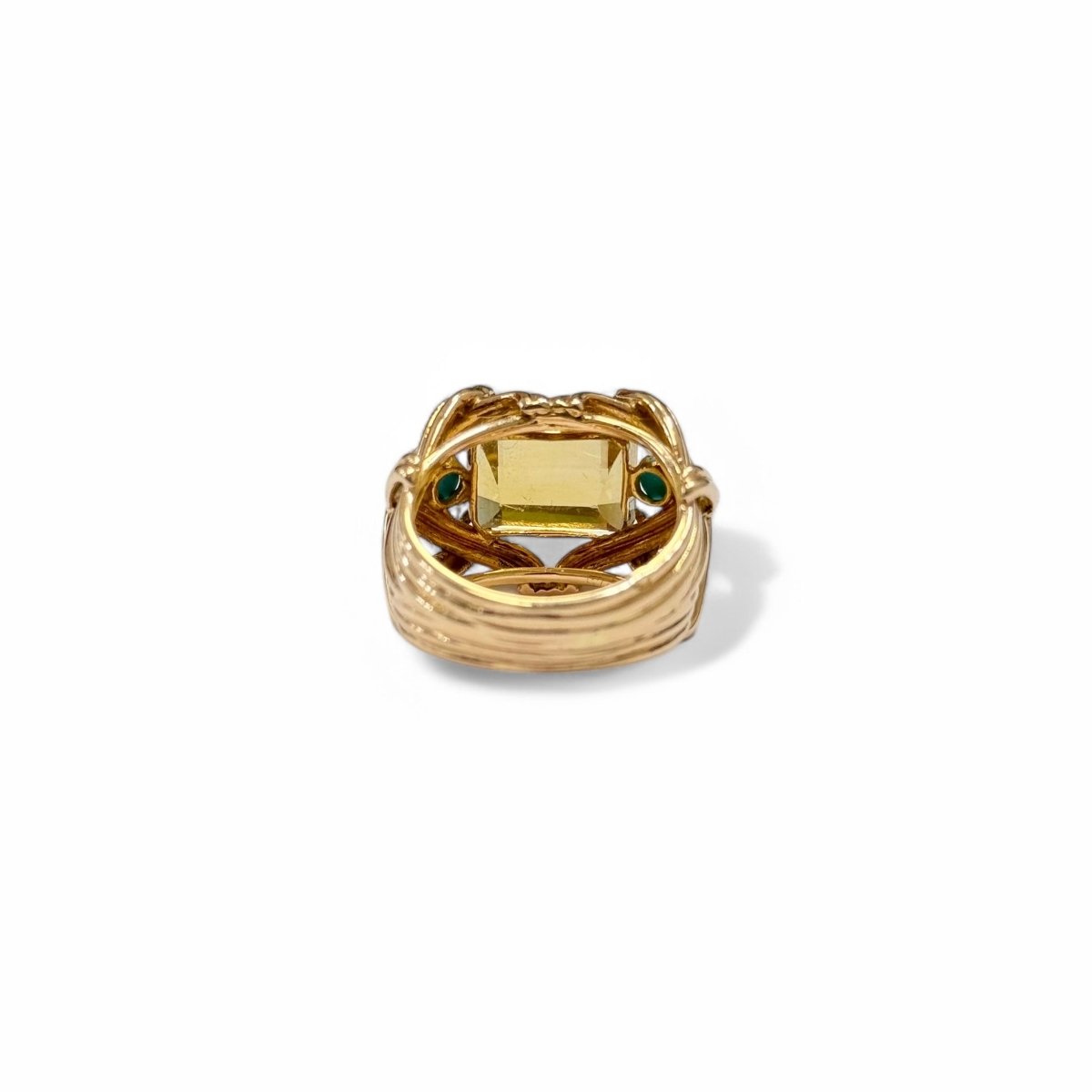 Bague Cocktail en or jaune, citrine et turquoises - Castafiore
