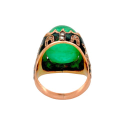 Bague Cocktail en or jaune, émail, émeraude et diamants - Castafiore