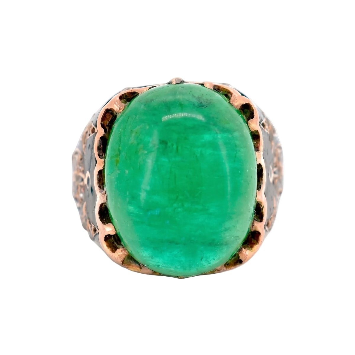 Bague Cocktail en or jaune, émail, émeraude et diamants - Castafiore