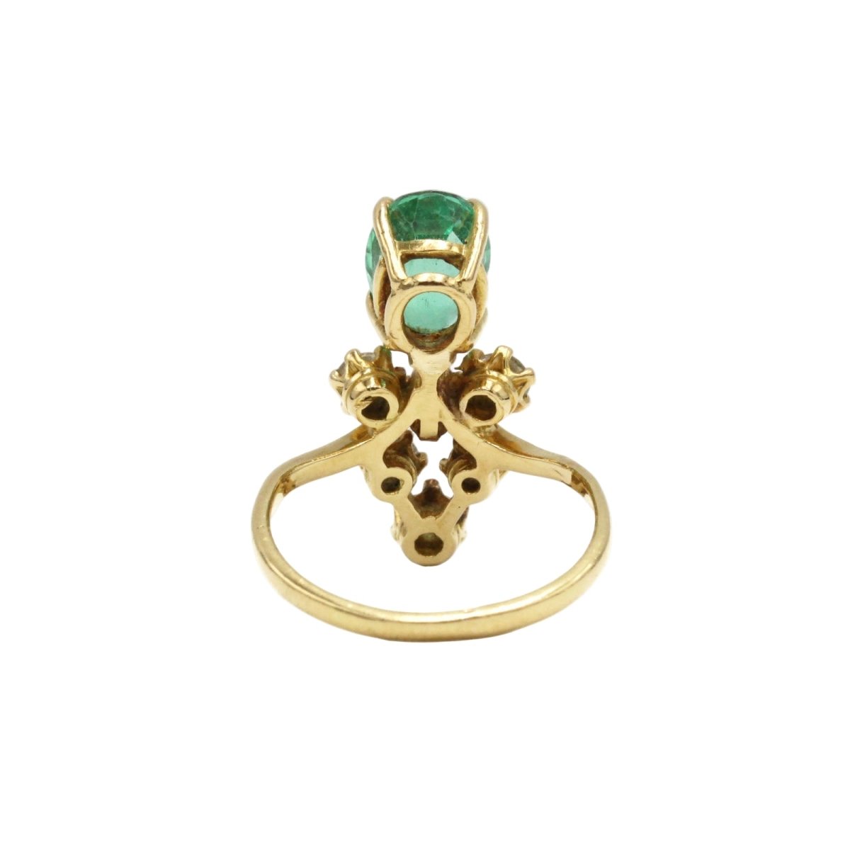 Bague Cocktail en or jaune, émeraude et diamants - Castafiore