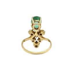 Bague Cocktail en or jaune, émeraude et diamants - Castafiore
