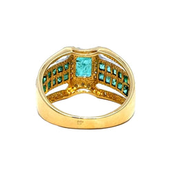 Bague Cocktail en or jaune, émeraudes et diamants - Castafiore