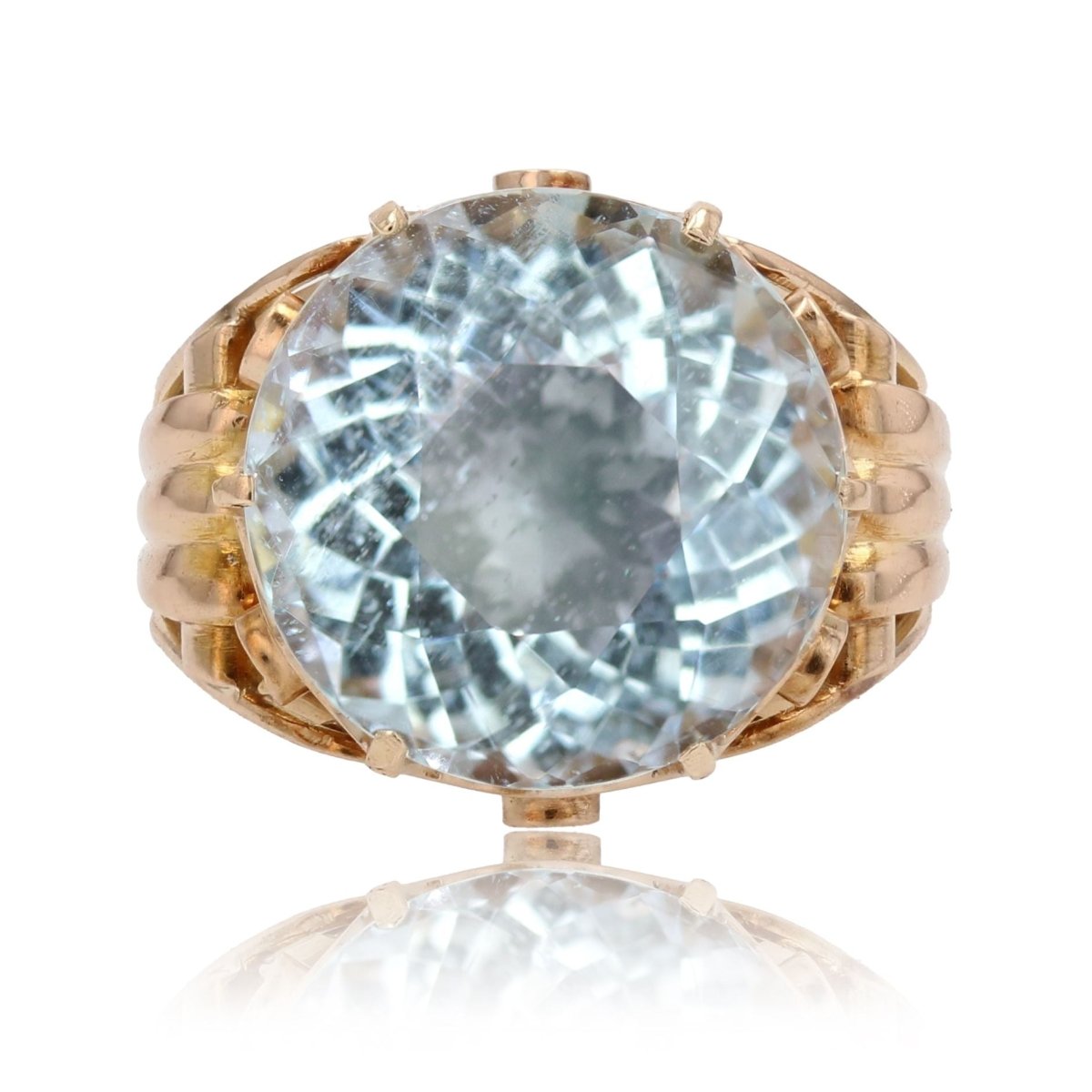 Bague Cocktail en or jaune et aigue - marine - Castafiore