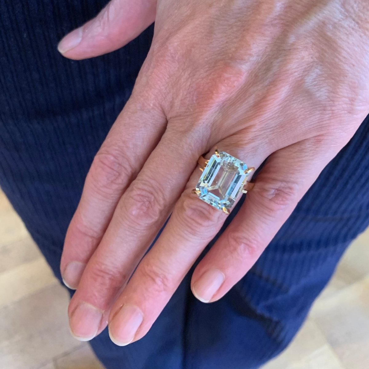 Bague Cocktail en or jaune et aigue - marine - Castafiore