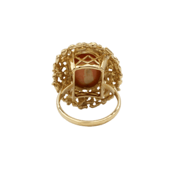 Bague Cocktail en or jaune et corail - Castafiore