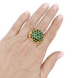 Bague Cocktail en or jaune et émeraudes - Castafiore