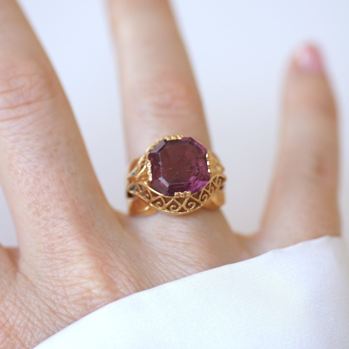 Bague Cocktail en or jaune et tourmaline rose - Castafiore
