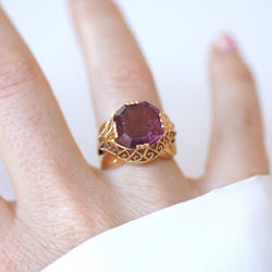 Bague Cocktail en or jaune et tourmaline rose - Castafiore