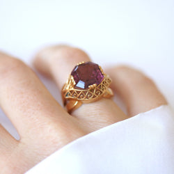 Bague Cocktail en or jaune et tourmaline rose - Castafiore