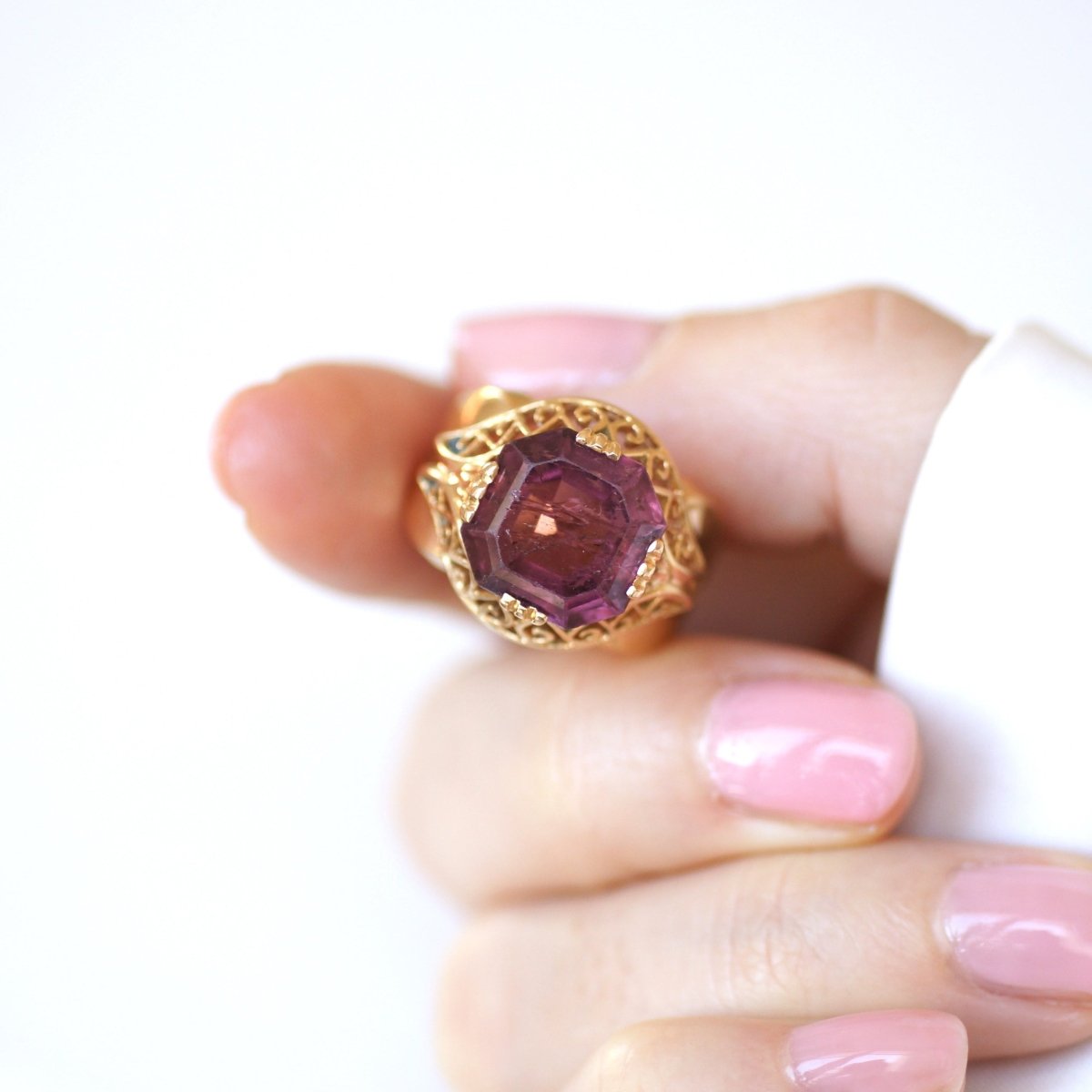 Bague Cocktail en or jaune et tourmaline rose - Castafiore