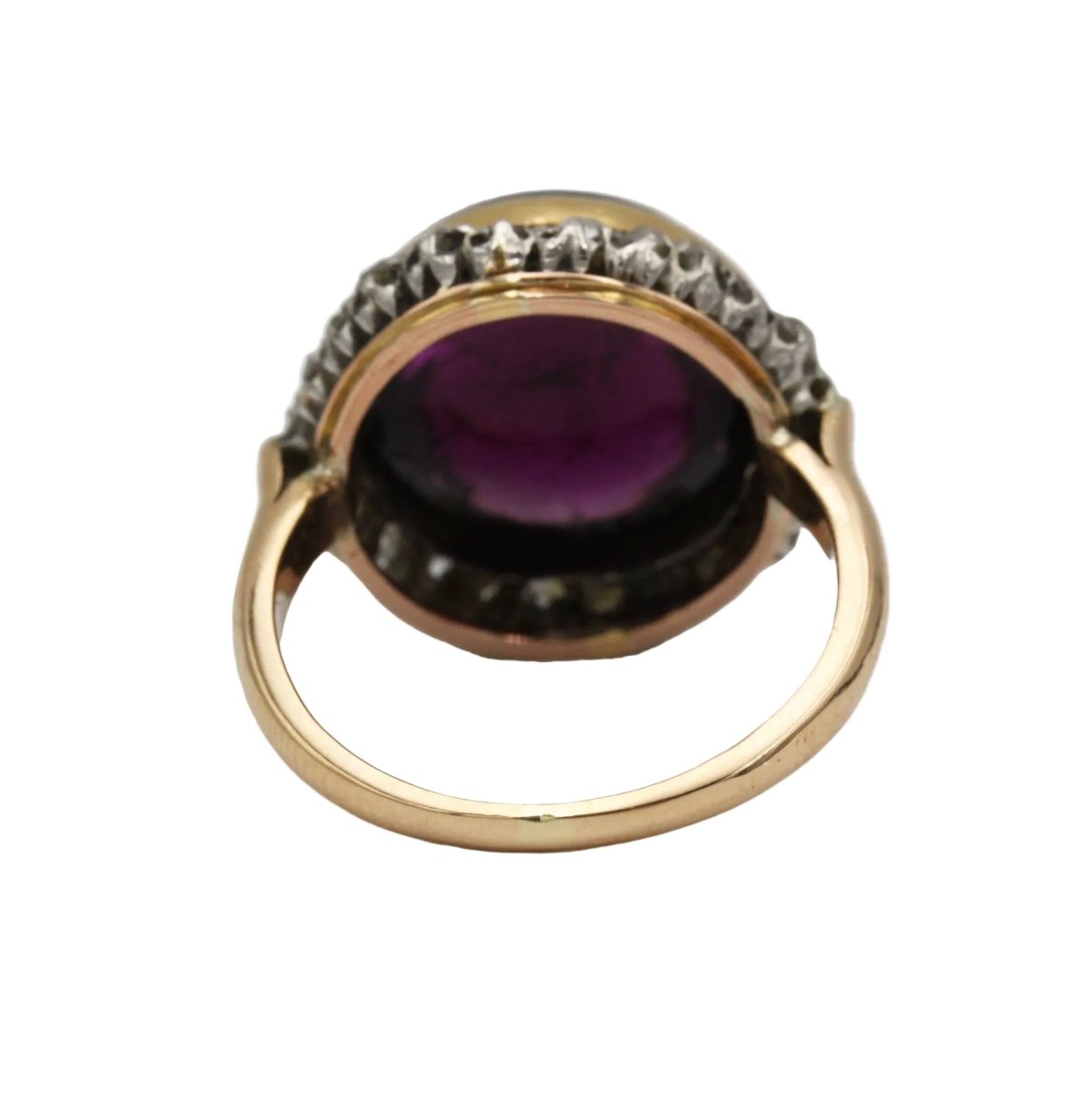 Bague Cocktail en or jaune, grenat et diamants - Castafiore