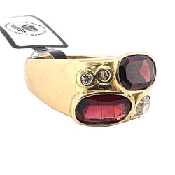 Bague Cocktail en or jaune, grenats et diamants - Castafiore