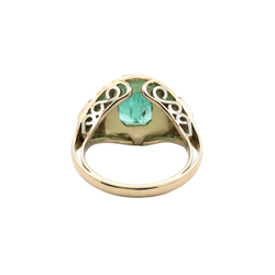 Bague Cocktail en or jaune, or blanc, émeraude et diamants - Castafiore