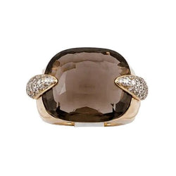 Bague Cocktail en or jaune, quartz et diamants - Castafiore
