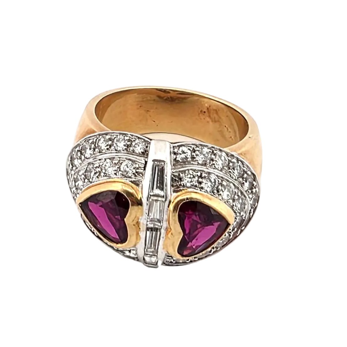 Bague Cocktail en or jaune, rubis et diamants - Castafiore