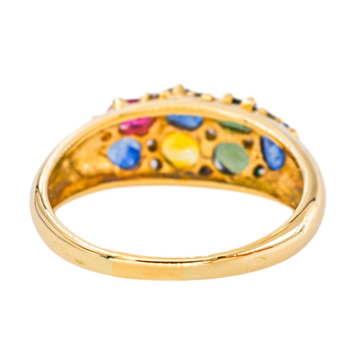 Bague Cocktail en or jaune, saphirs, rubis et diamants - Castafiore