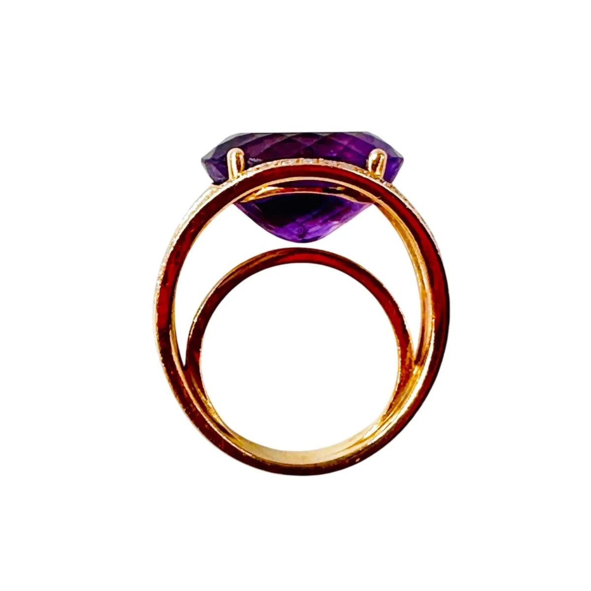 Bague Cocktail en or rose, améthyste et diamants - Castafiore